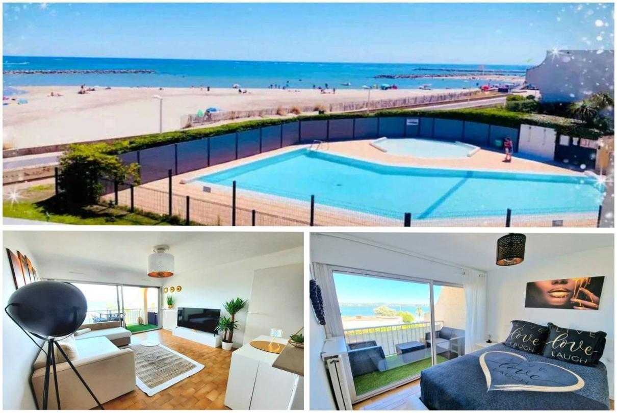 Appartement 1Ere Ligne Piscine Terrasse Au Bord De La Plage Front De Mer Avec 6 Velos Palavas-les-Flots Exterior foto